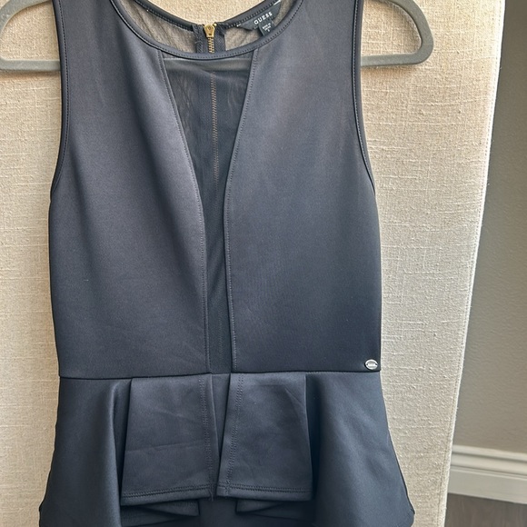 GUESS fitted peplum cocktail dress. Full mesh back & sexy mesh detail on front. - Picture 2 of 9